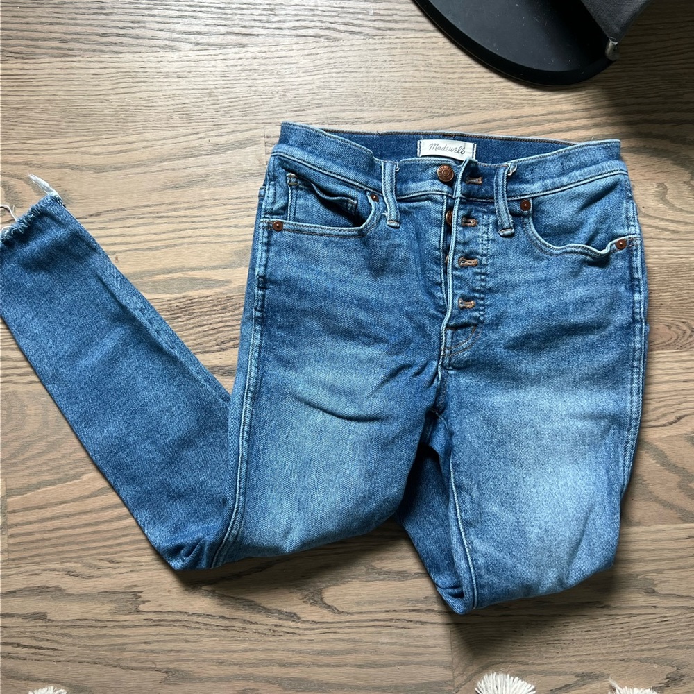 Madewell high waisted button fly jeans, ankle length